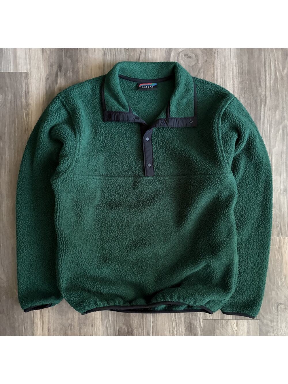 Vintage Snap-T Fleece Pullover Men's Size S Green 1980s Made in USA